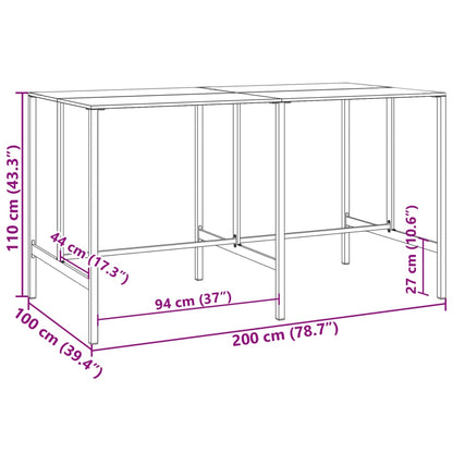 vidaXL Bar Table Black 200x100x110 cm Powder-coated Steel