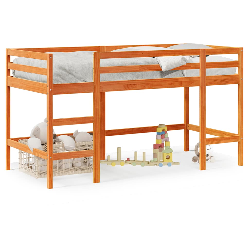 vidaXL Kids'Loft Bed without Mattress with Ladder Wax Brown 90x190 cm