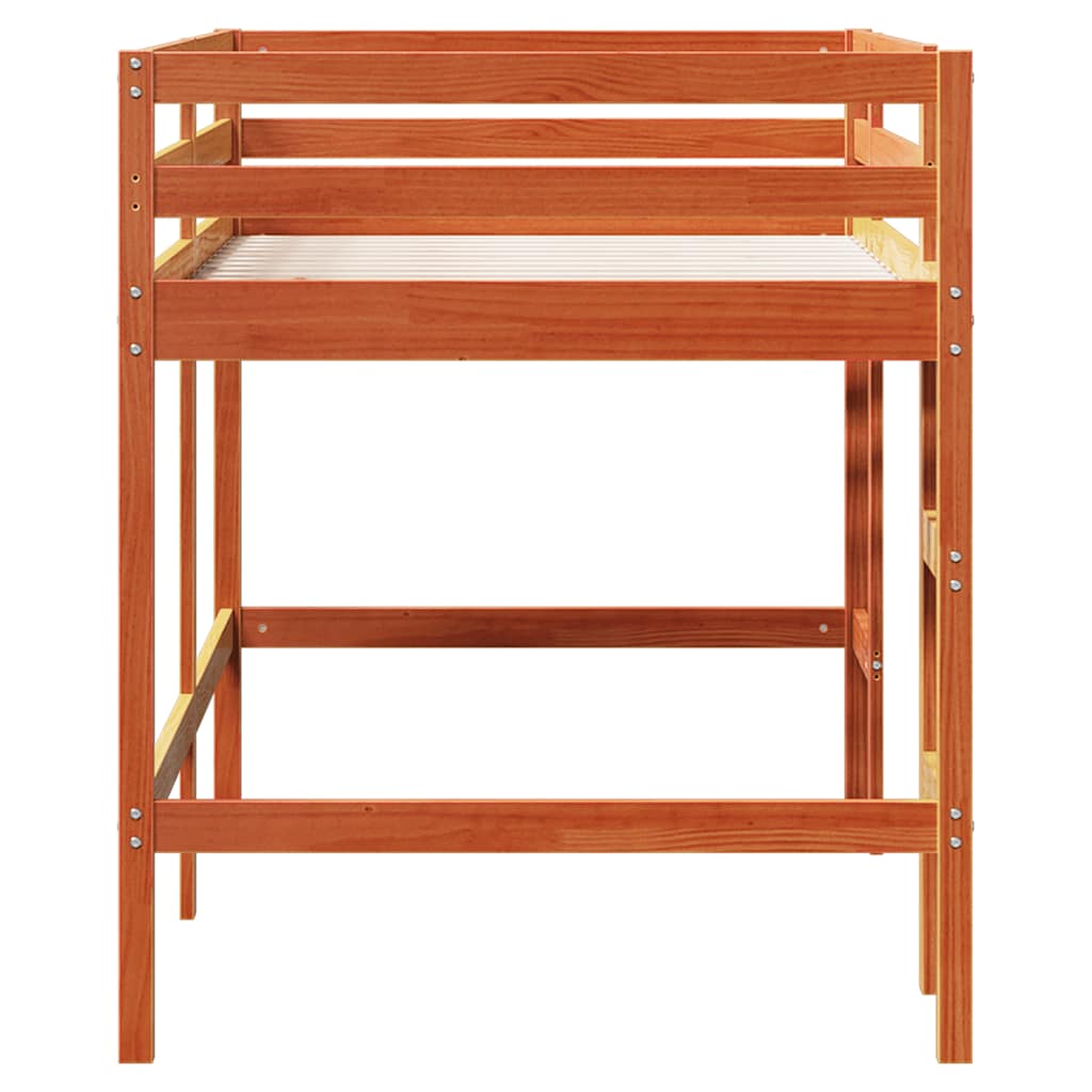 vidaXL Kids' Loft Bed without Mattress with Ladder Wax Brown 90x190 cm Single
