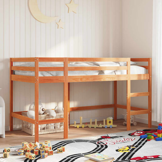 vidaXL Kids' Loft Bed without Mattress with Ladder Wax Brown 90x190 cm Single