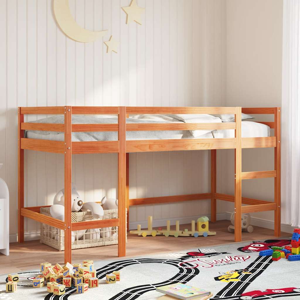 vidaXL Kids' Loft Bed without Mattress with Ladder Wax Brown 90x190 cm Single