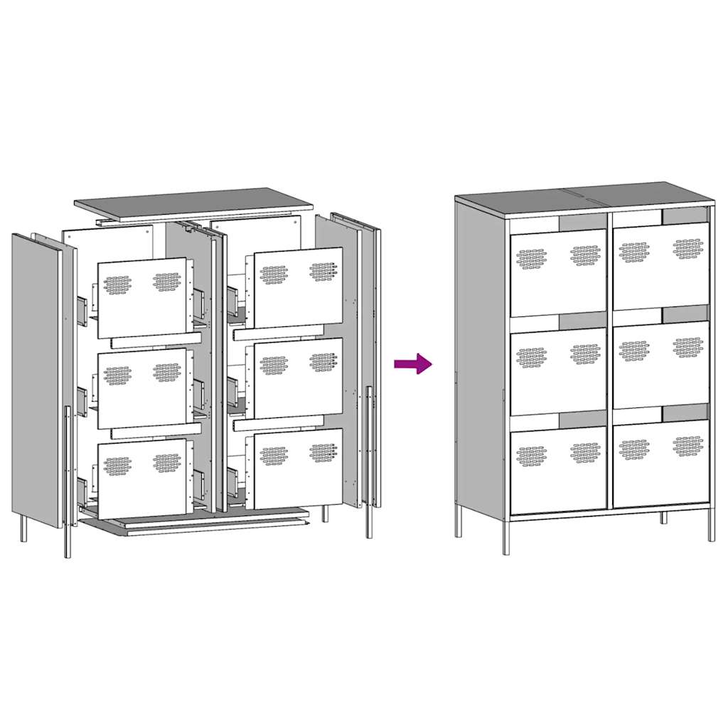 vidaXL Highboard Pink 68x39x101,5 cm Steel