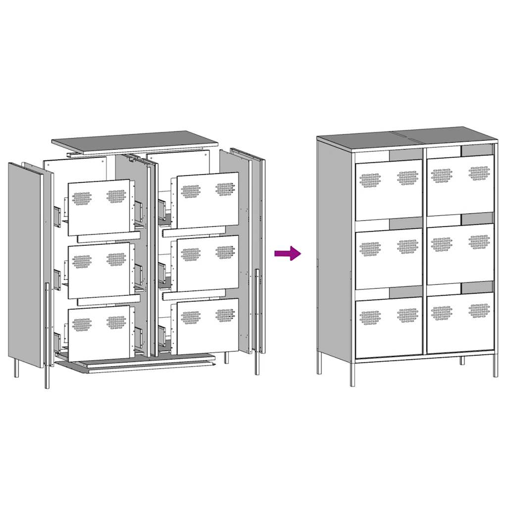 vidaXL Highboard Anthracite 68x39x101,5 cm Steel