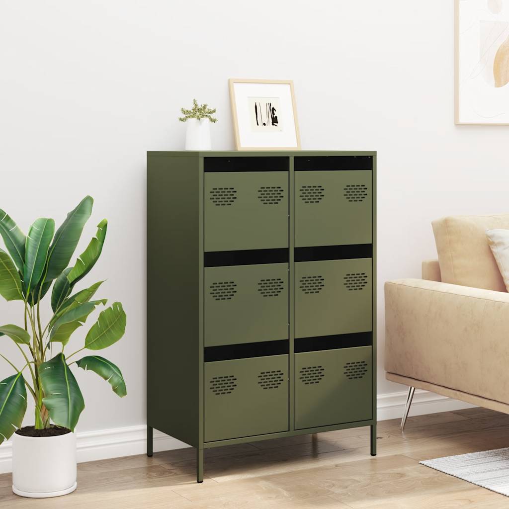 vidaXL Highboard Olive Green 68x39x101,5 cm Steel