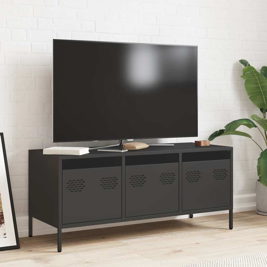 vidaXL TV Cabinet Black 101,5x39x43,5 cm Cold-rolled Steel