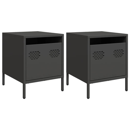vidaXL Bedside Cabinets 2 pcs Black 35x39x43,5 cm Steel