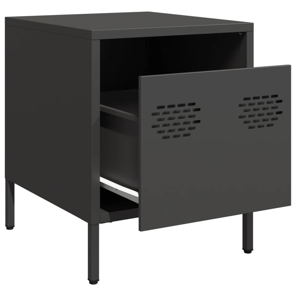 vidaXL Bedside Cabinets 2 pcs Black 35x39x43,5 cm Steel