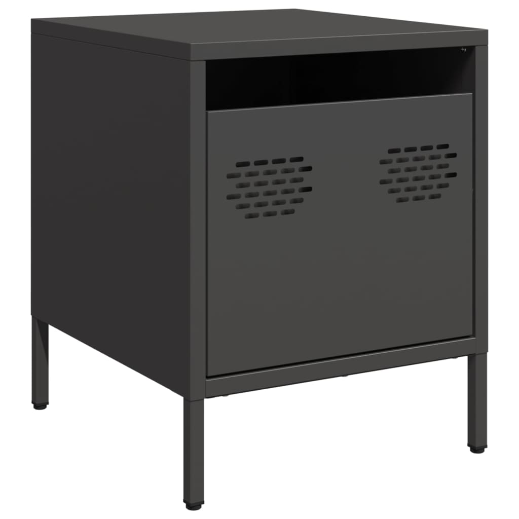 vidaXL Bedside Cabinets 2 pcs Black 35x39x43,5 cm Steel