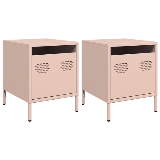 vidaXL Bedside Cabinets 2 pcs Pink 35x39x43,5 cm Steel