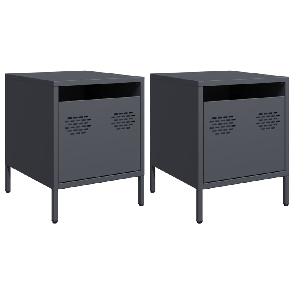 vidaXL Bedside Cabinets 2 pcs Anthracite 35x39x43,5 cm Steel