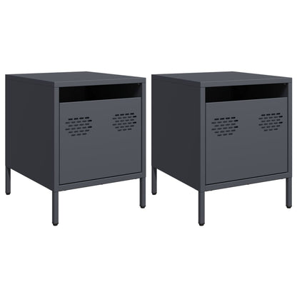 vidaXL Bedside Cabinets 2 pcs Anthracite 35x39x43,5 cm Steel