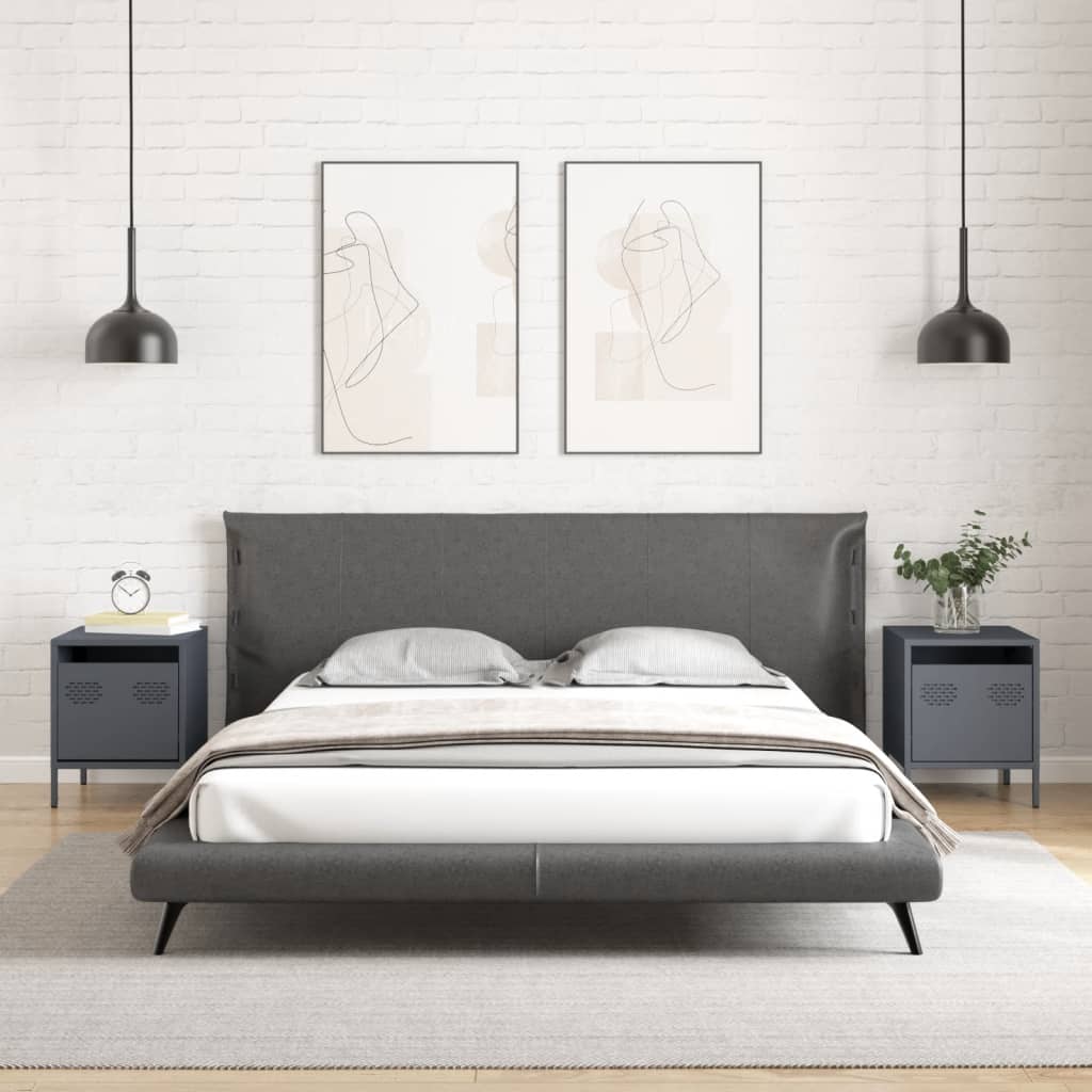 vidaXL Bedside Cabinets 2 pcs Anthracite 35x39x43,5 cm Steel