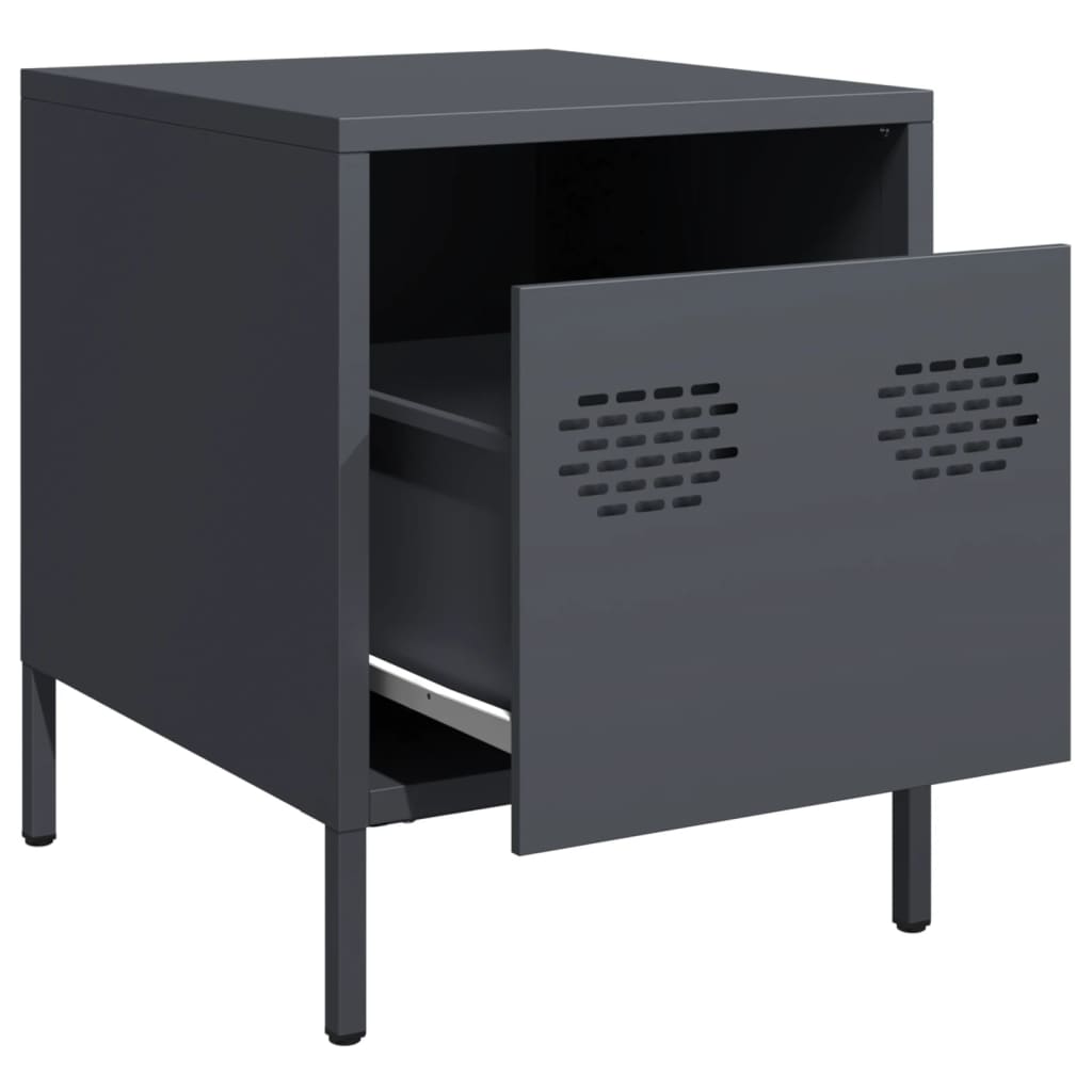 vidaXL Bedside Cabinets 2 pcs Anthracite 35x39x43,5 cm Steel