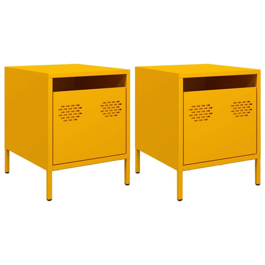 vidaXL Bedside Cabinets 2 pcs Mustard Yellow 35x39x43,5 cm Steel