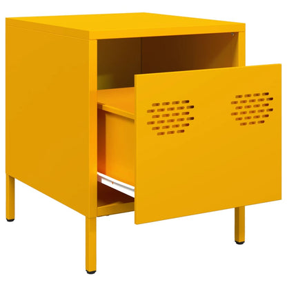 vidaXL Bedside Cabinets 2 pcs Mustard Yellow 35x39x43,5 cm Steel