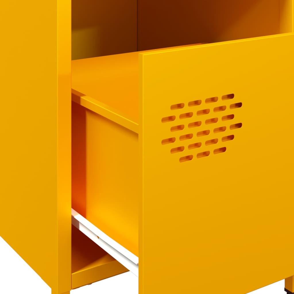 vidaXL Bedside Cabinets 2 pcs Mustard Yellow 35x39x43,5 cm Steel