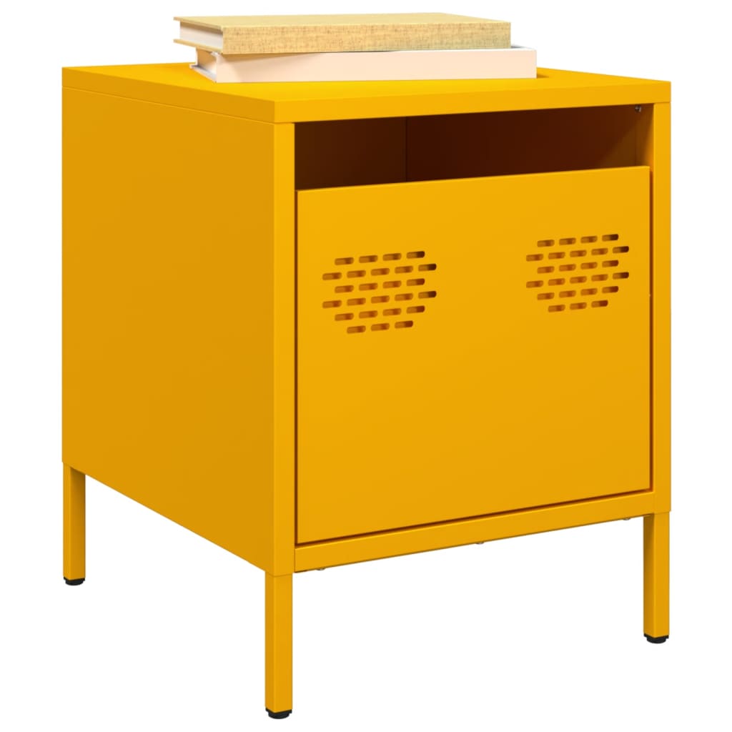 vidaXL Bedside Cabinets 2 pcs Mustard Yellow 35x39x43,5 cm Steel