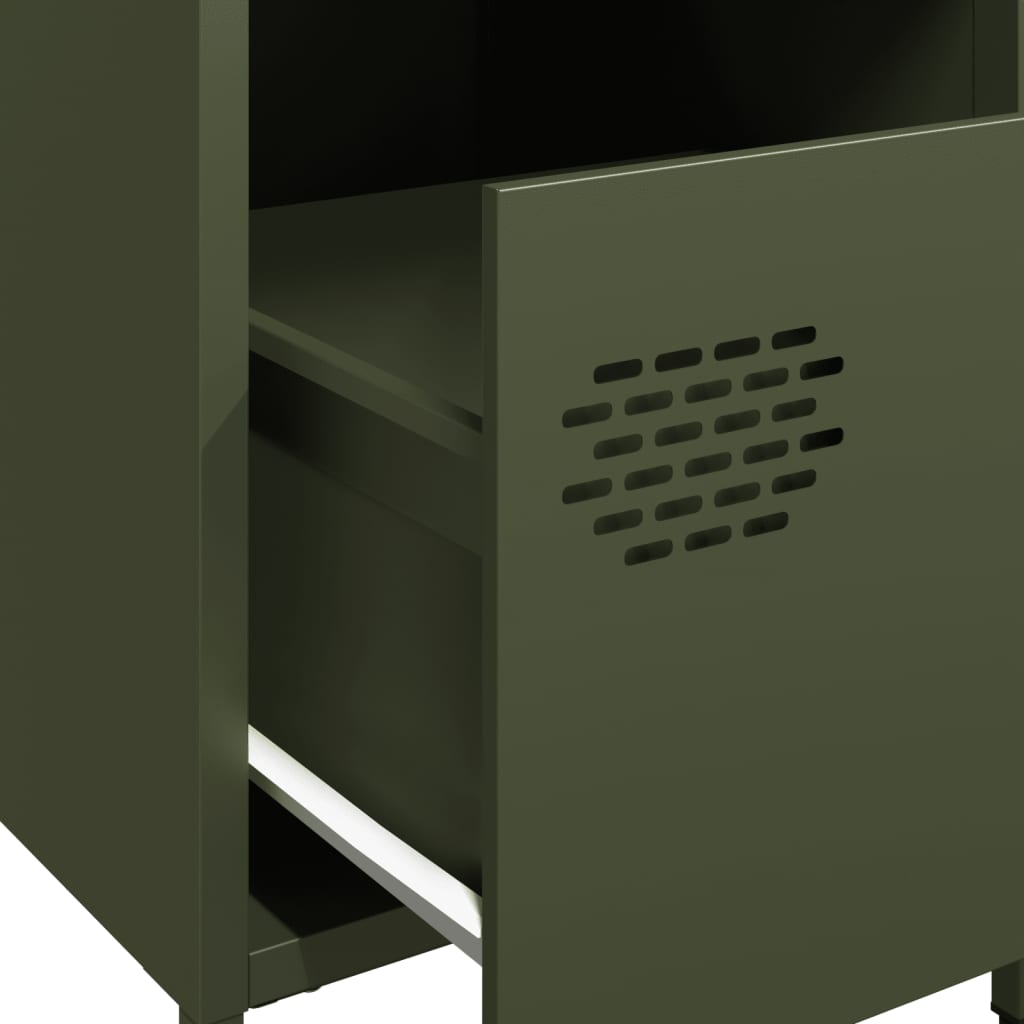 vidaXL Bedside Cabinet Olive Green 35x39x43.5 cm Steel