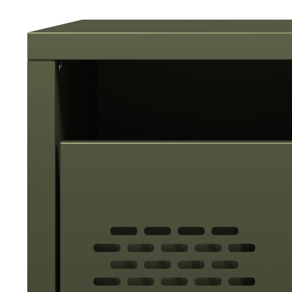 vidaXL Bedside Cabinet Olive Green 35x39x43.5 cm Steel