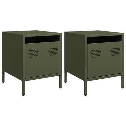 vidaXL Bedside Cabinets 2 pcs Olive Green 35x39x43,5 cm Steel