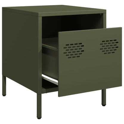 vidaXL Bedside Cabinets 2 pcs Olive Green 35x39x43,5 cm Steel