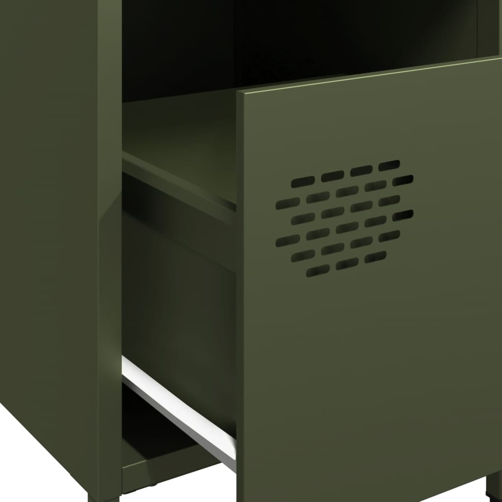 vidaXL Bedside Cabinets 2 pcs Olive Green 35x39x43,5 cm Steel