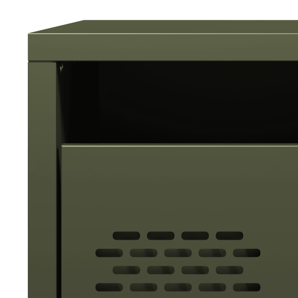 vidaXL Bedside Cabinets 2 pcs Olive Green 35x39x43,5 cm Steel