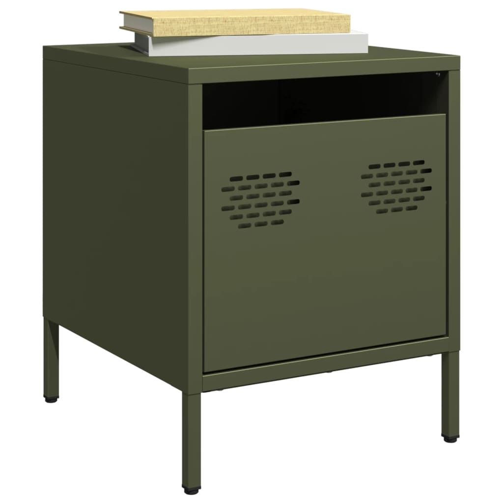 vidaXL Bedside Cabinets 2 pcs Olive Green 35x39x43,5 cm Steel