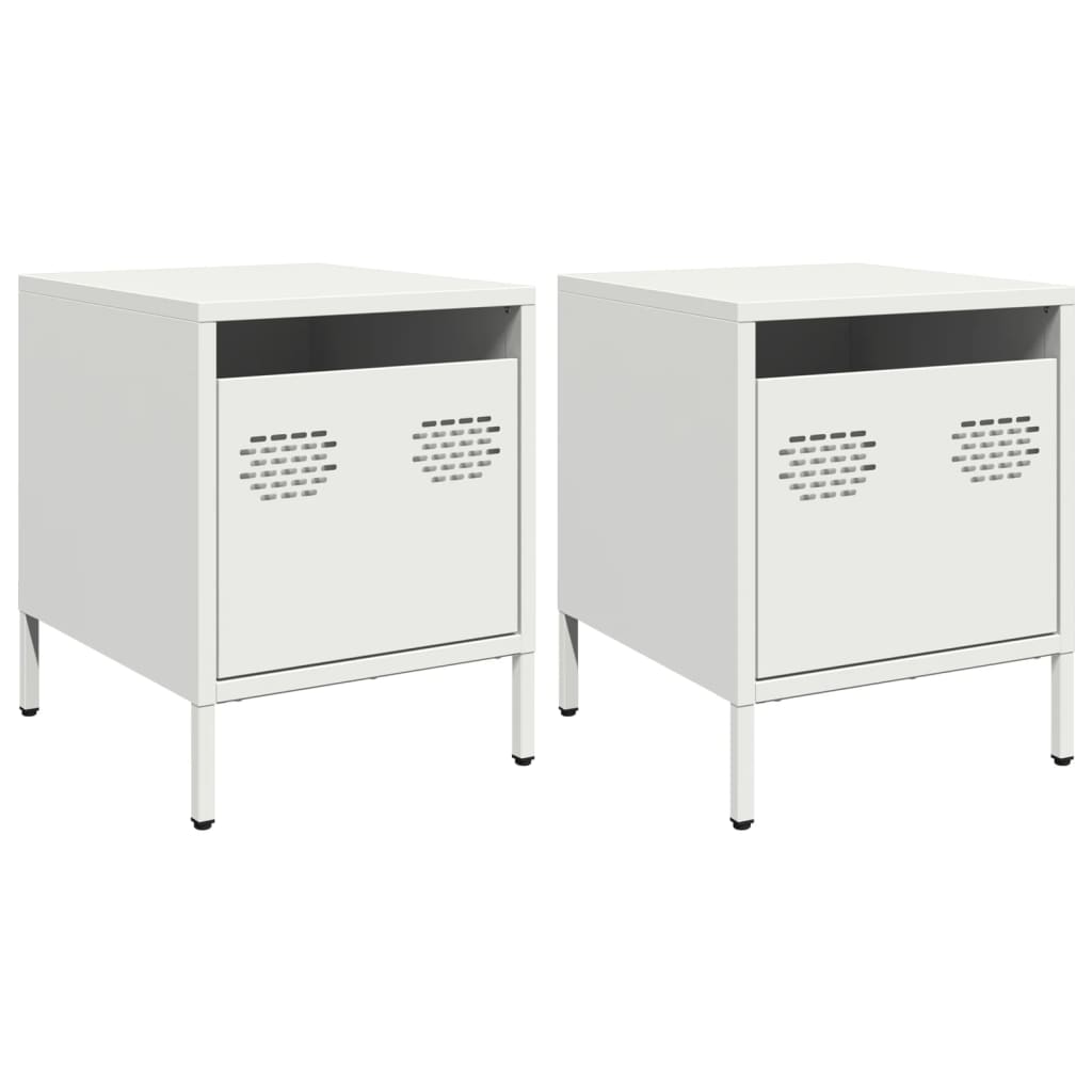 vidaXL Bedside Cabinets 2 pcs White 35x39x43.5 cm Steel