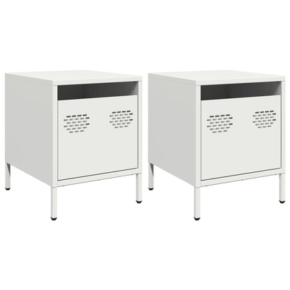 vidaXL Bedside Cabinets 2 pcs White 35x39x43.5 cm Steel