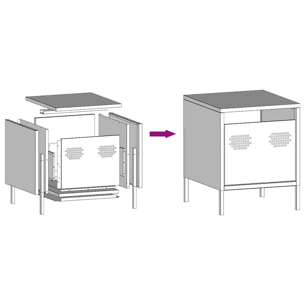 vidaXL Bedside Cabinets 2 pcs White 35x39x43,5 cm Steel
