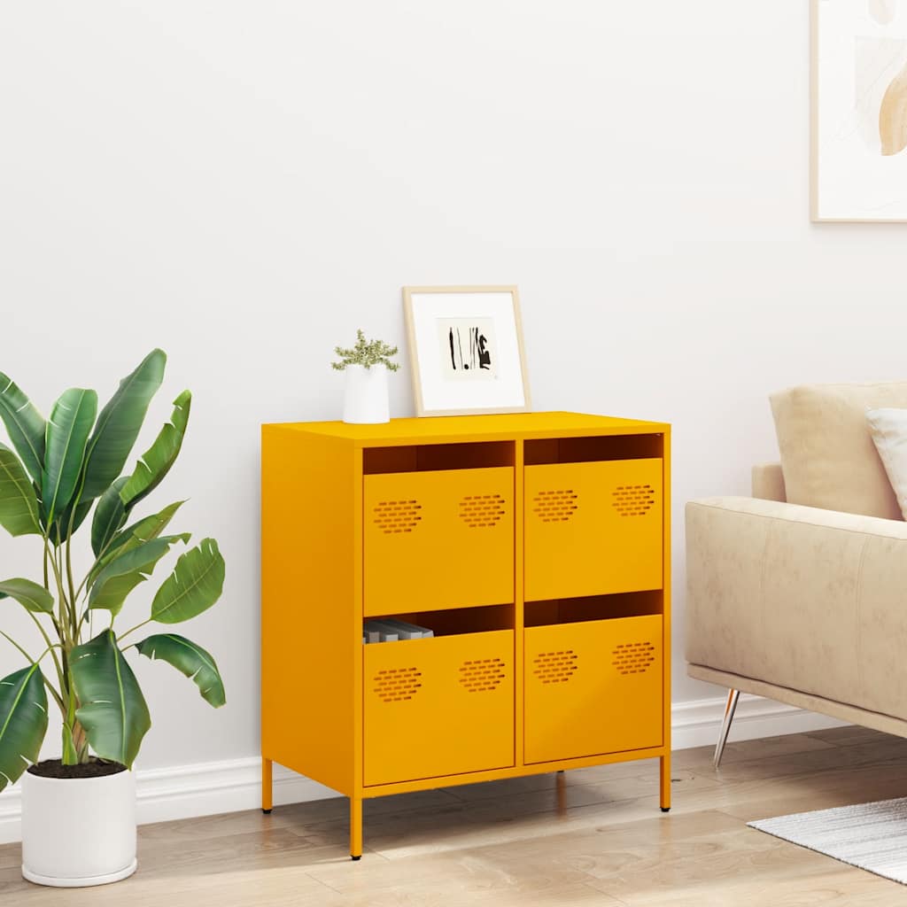 vidaXL Sideboard Mustard Yellow 68x39x73,5 cm Cold-rolled Steel