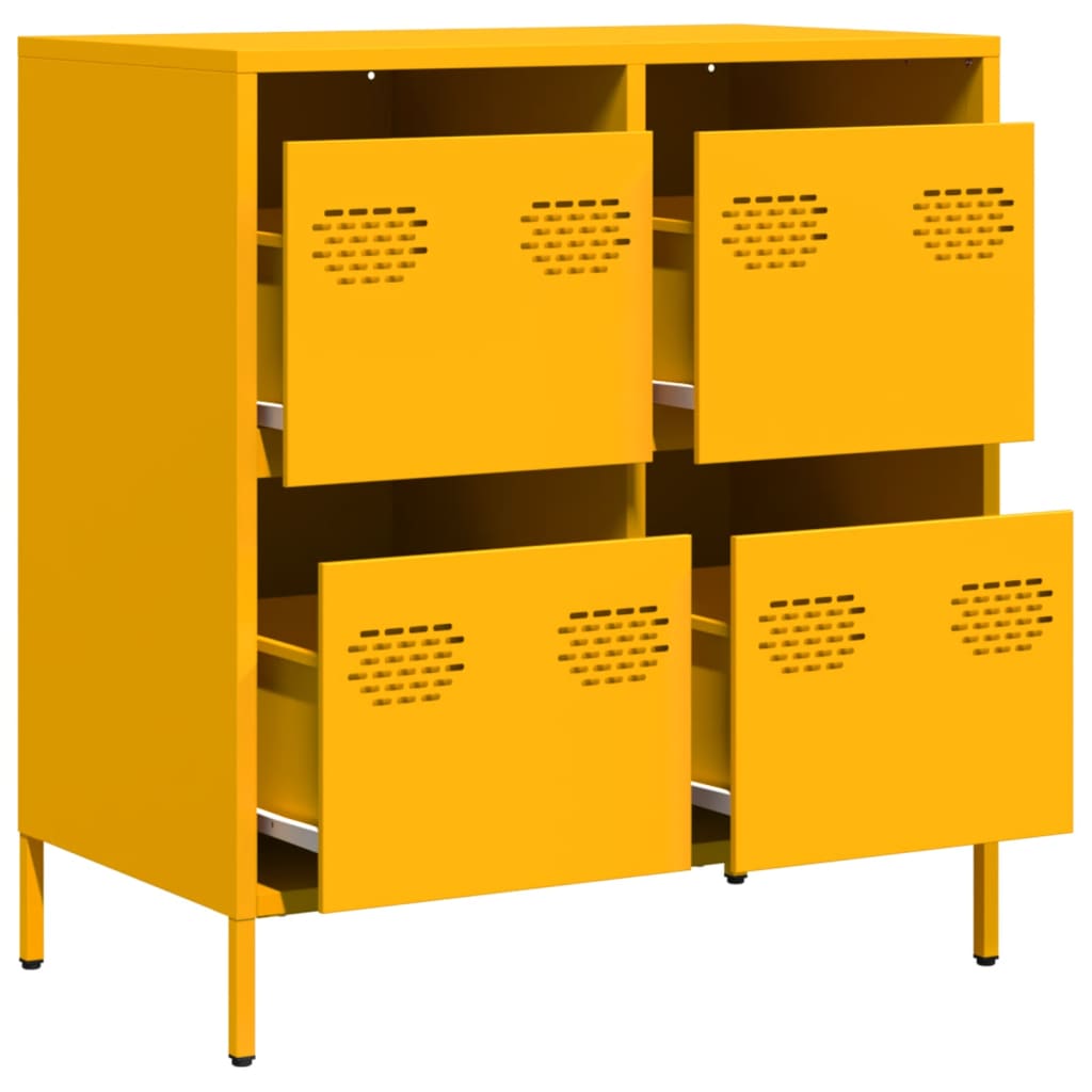 vidaXL Sideboard Mustard Yellow 68x39x73,5 cm Cold-rolled Steel