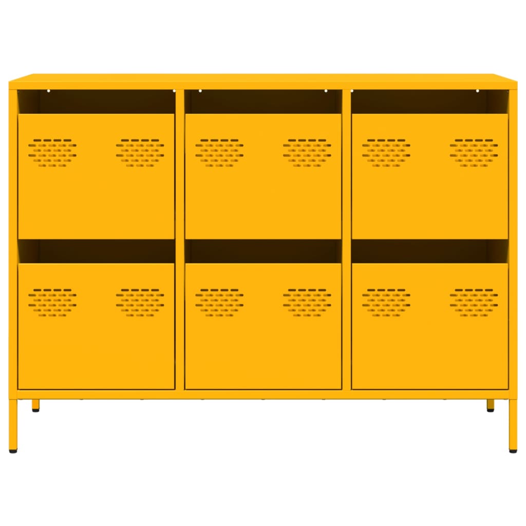 vidaXL Sideboard Mustard Yellow 101.5x39x73.5 cm Cold-rolled Steel