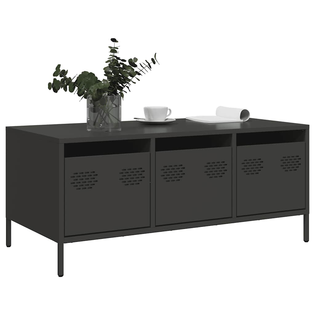 vidaXL Coffee Table Black 101.5x50x43.5 cm Cold-rolled Steel