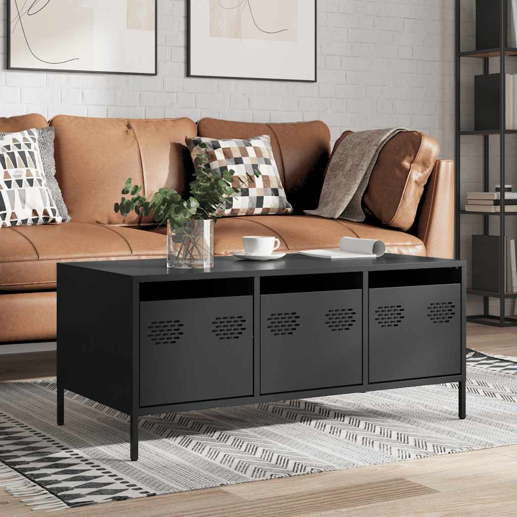 vidaXL Coffee Table Black 101.5x50x43.5 cm Cold-rolled Steel