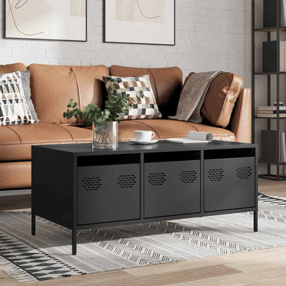 vidaXL Coffee Table Black 101.5x50x43.5 cm Cold-rolled Steel