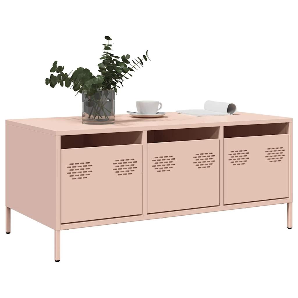 vidaXL Coffee Table Pink 101,5x50x43,5 cm Cold-rolled Steel