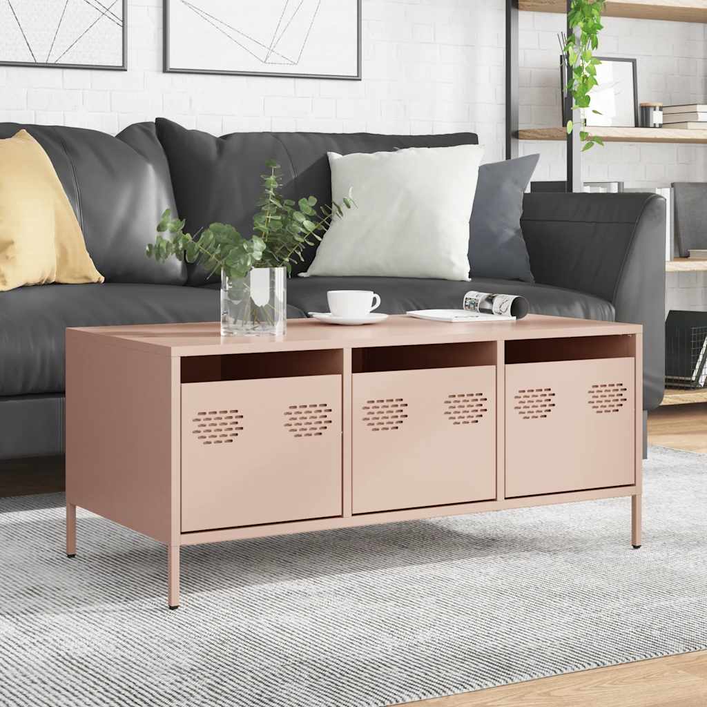 vidaXL Coffee Table Pink 101.5x50x43.5 cm Cold-rolled Steel