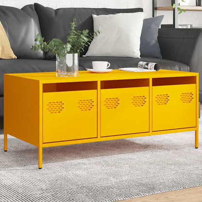 vidaXL Coffee Table Mustard Yellow 101,5x50x43,5 cm Cold-rolled Steel
