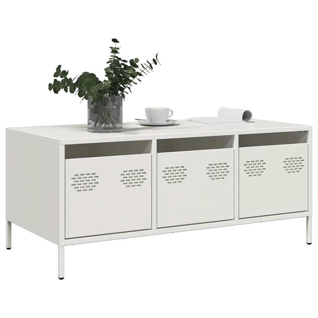 vidaXL Coffee Table White 101.5x50x43.5 cm Cold-rolled Steel