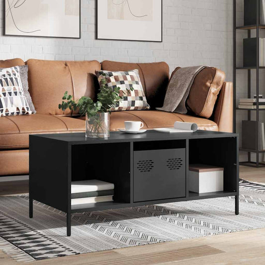 vidaXL Coffee Table Black 101,5x50x43,5 cm Cold-rolled Steel