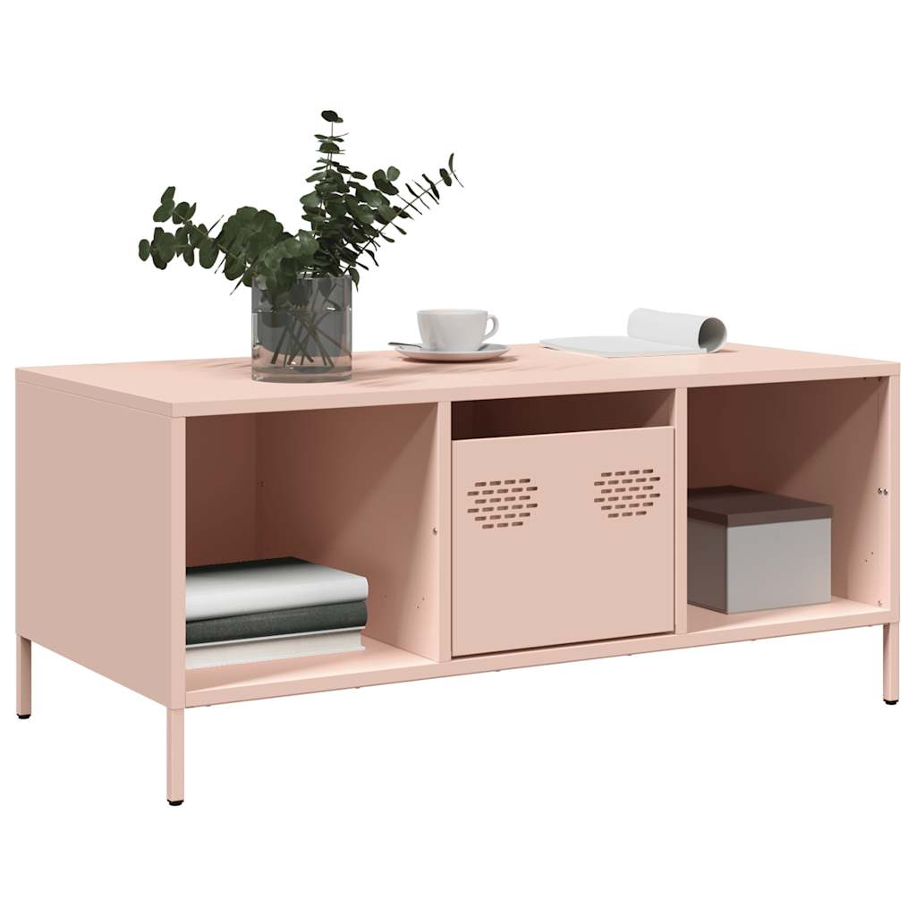 vidaXL Coffee Table Pink 101,5x50x43,5 cm Cold-rolled Steel