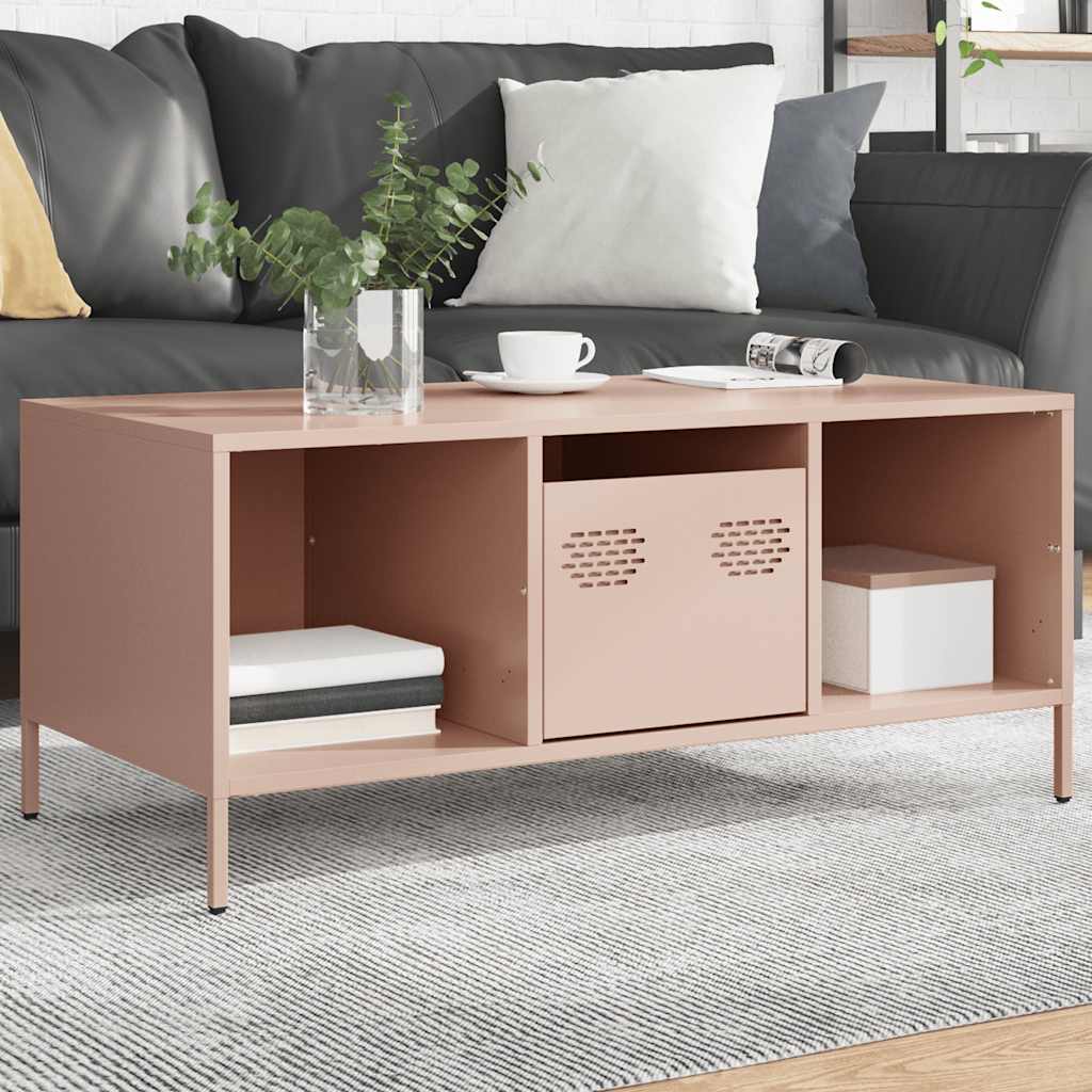 vidaXL Coffee Table Pink 101,5x50x43,5 cm Cold-rolled Steel