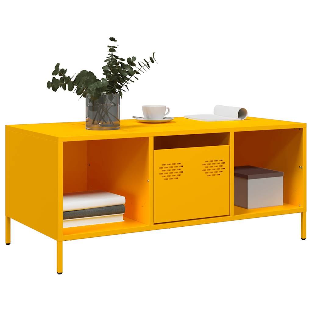 vidaXL Coffee Table Mustard Yellow 101,5x50x43,5 cm Cold-rolled Steel