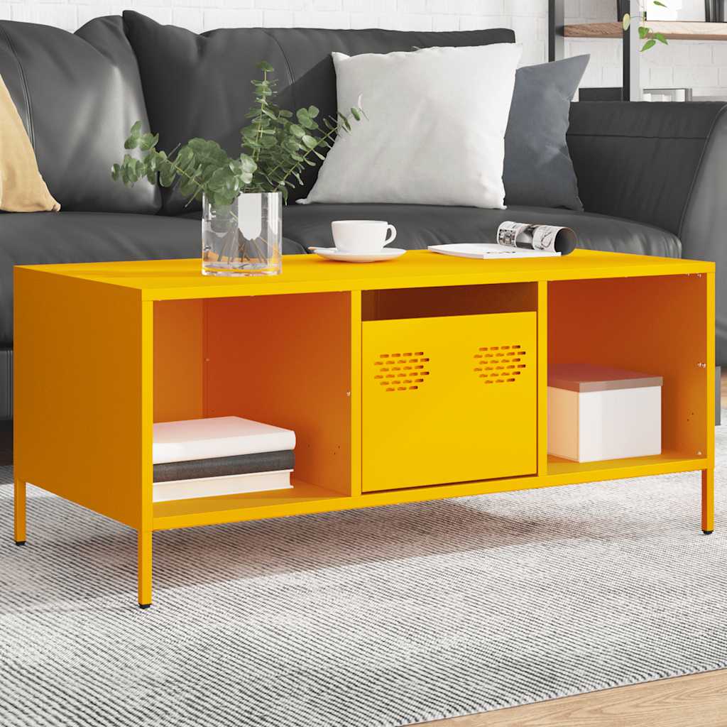 vidaXL Coffee Table Mustard Yellow 101,5x50x43,5 cm Cold-rolled Steel