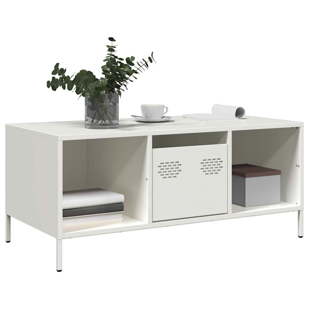 vidaXL Coffee Table White 101.5x50x43.5 cm Cold-rolled Steel