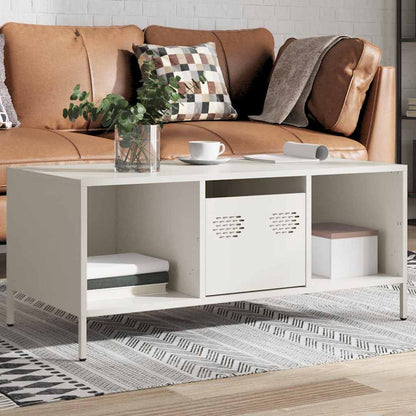 vidaXL Coffee Table White 101,5x50x43,5 cm Cold-rolled Steel
