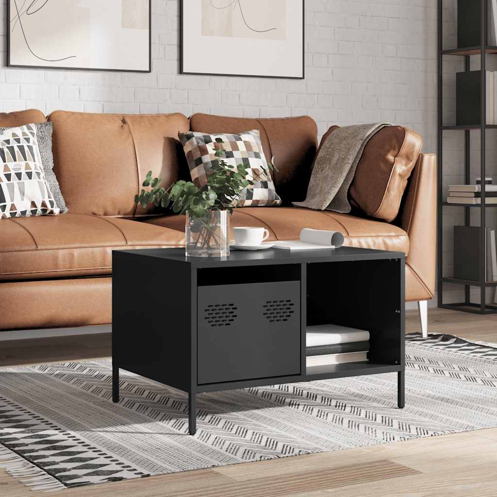 vidaXL Coffee Table Black 68.5x50x43.5 cm Cold-rolled Steel