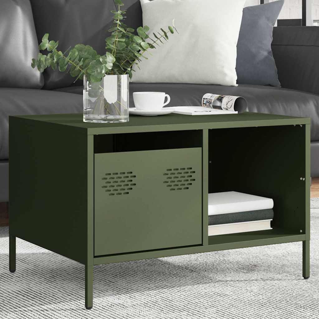 vidaXL Coffee Table Olive Green 68.5x50x43.5 cm Cold-rolled Steel